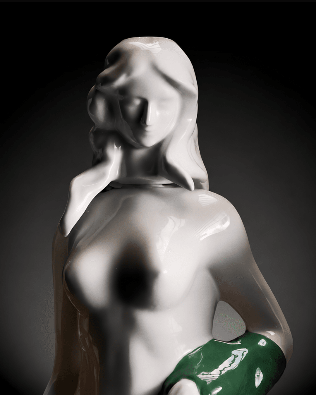 Dyane No.2, flacon sculptural en porcelaine pour cocktail Basil Smash