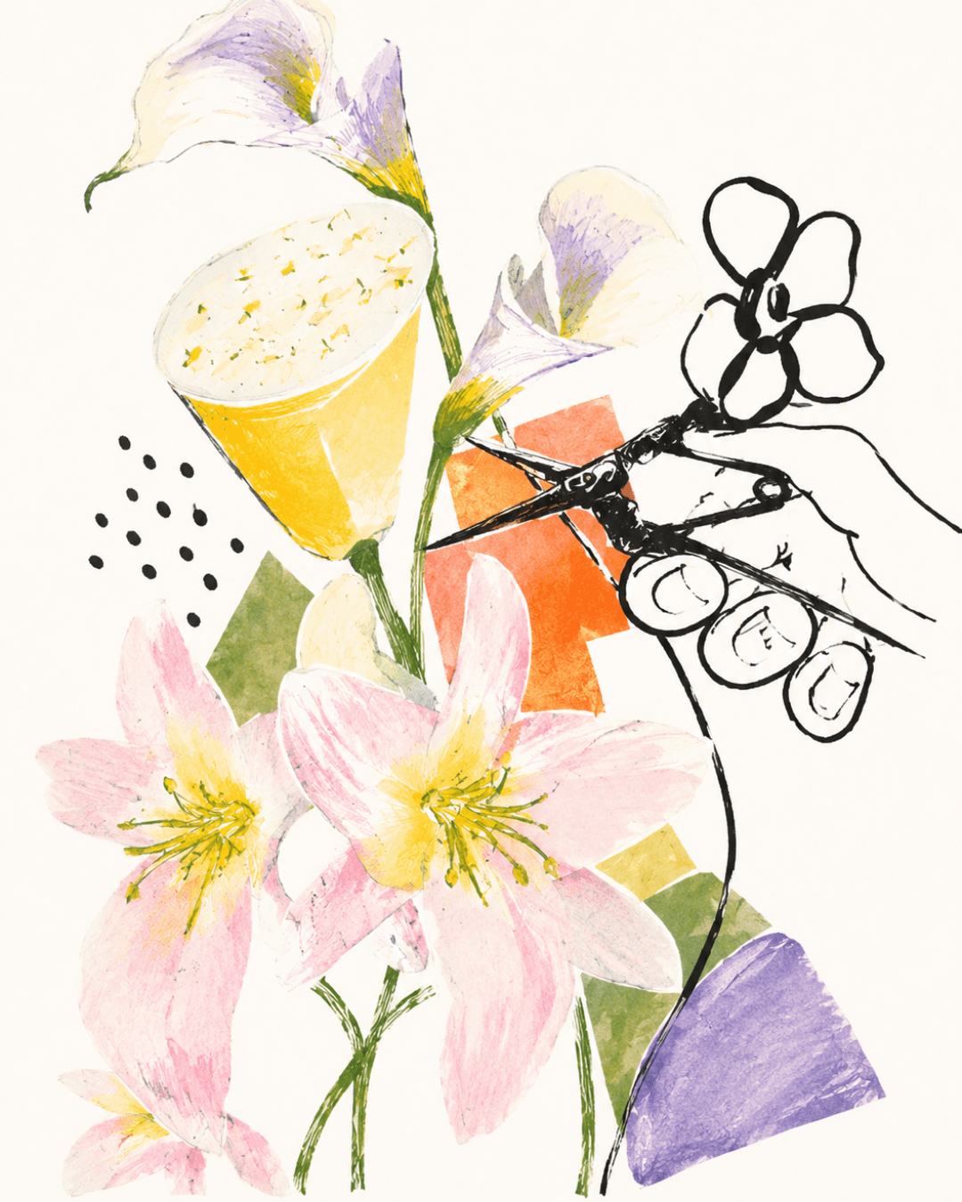 Illustration florale et cocktail Dyane
